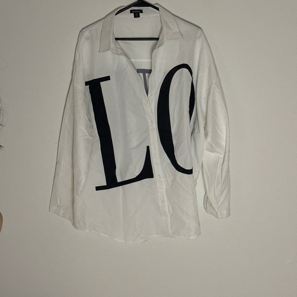 Boohoo White Shirt with Black Label